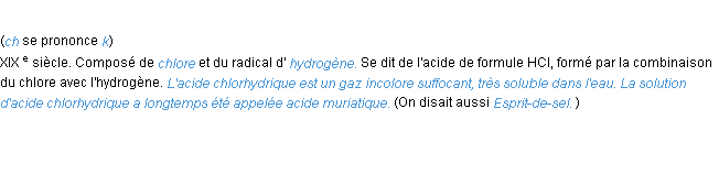 Définition chlorhydrique ACAD 1986