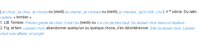 Définition choir ACAD 1986