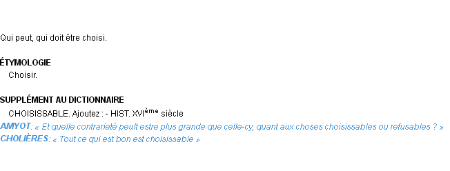 Définition choisissable Emile Littré