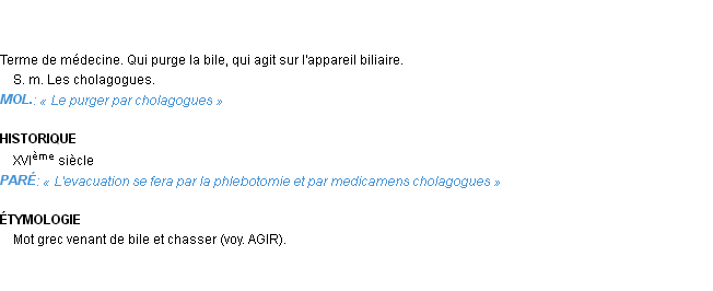 Définition cholagogue Emile Littré