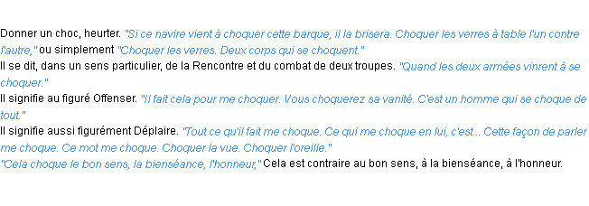 Définition choquer ACAD 1932