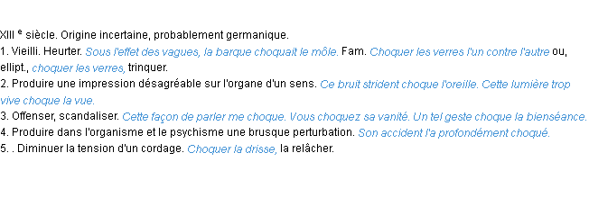 Définition choquer ACAD 1986