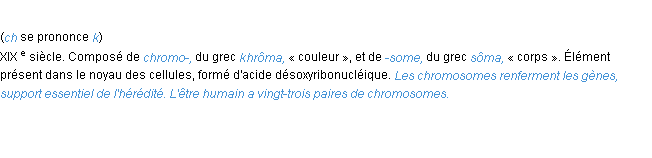 Définition chromosome ACAD 1986