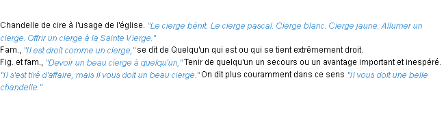 Définition cierge ACAD 1932