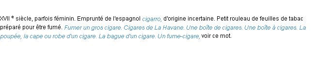 Définition cigare ACAD 1986