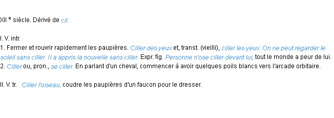 Définition ciller ACAD 1986