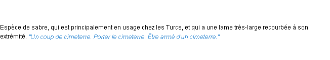 Définition cimeterre ACAD 1835