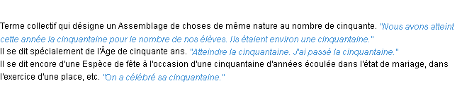 Définition cinquantaine ACAD 1932