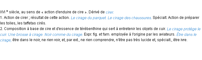 Définition cirage ACAD 1986