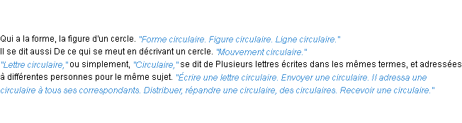 Définition circulaire ACAD 1835