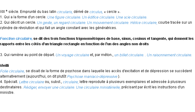 Définition circulaire ACAD 1986