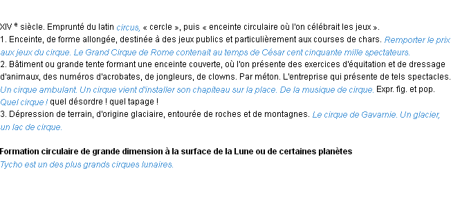 Définition cirque ACAD 1986