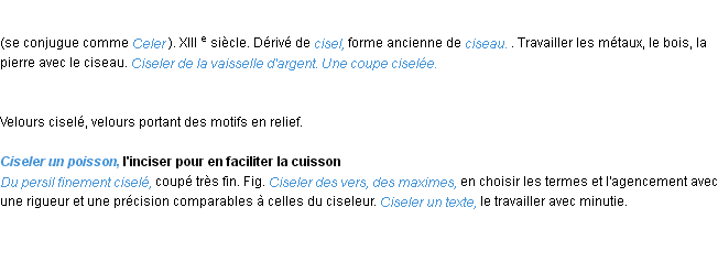 Définition ciseler ACAD 1986