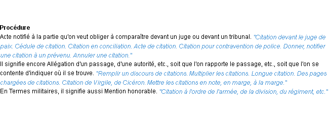 Définition citation ACAD 1932