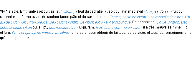 Définition citron ACAD 1986