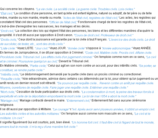 Définition civil ACAD 1932