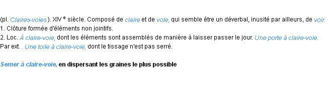 Définition claire-voie ACAD 1986