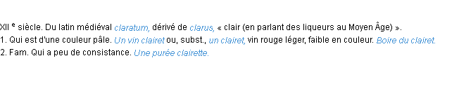 Définition clairet ACAD 1986