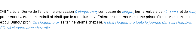 Définition claquemurer ACAD 1986