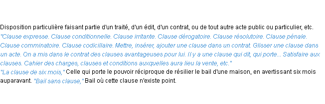 Définition clause ACAD 1835