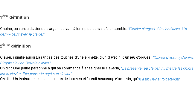 Définition clavier ACAD 1798