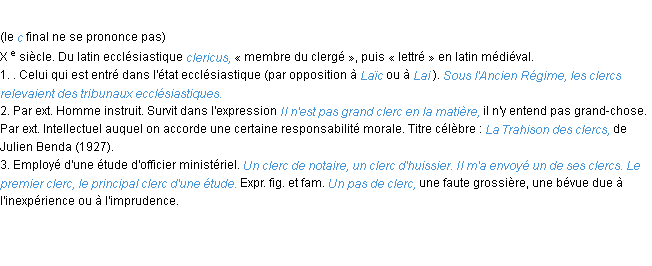 Définition clerc ACAD 1986