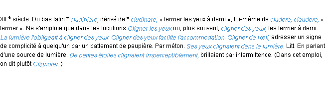 Définition cligner ACAD 1986