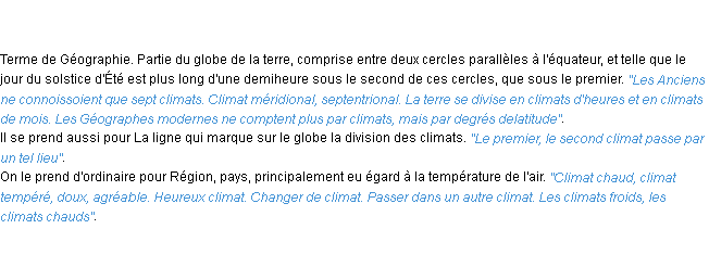 Définition climat ACAD 1798