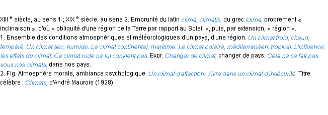 Définition climat ACAD 1986