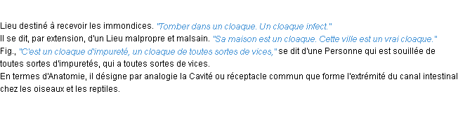 Définition cloaque ACAD 1932