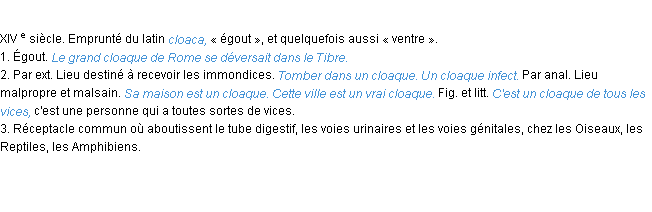 Définition cloaque ACAD 1986