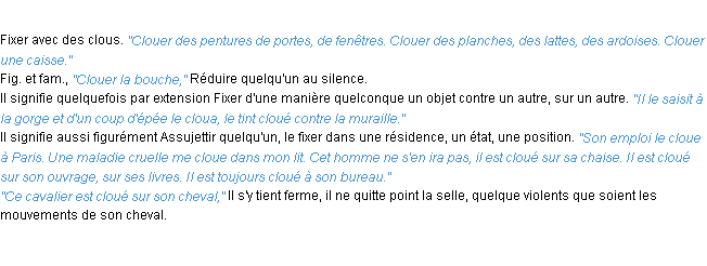 Définition clouer ACAD 1932