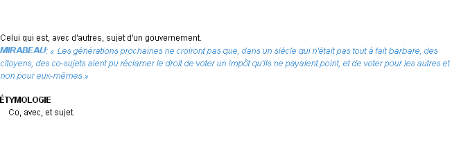 Définition co-sujet Emile Littré