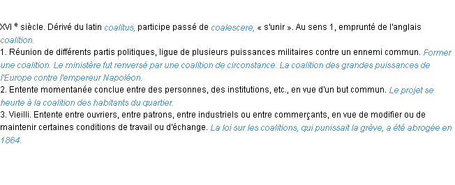 Définition coalition ACAD 1986