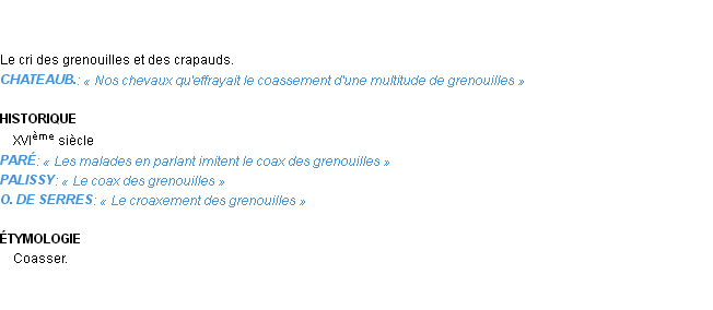 Définition coassement Emile Littré