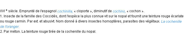 Définition cochenille ACAD 1986