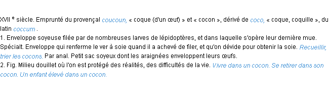 Définition cocon ACAD 1986