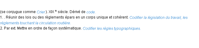 Définition codifier ACAD 1986