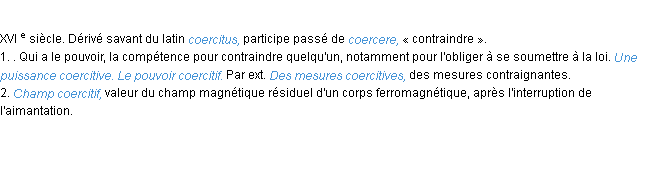 Définition coercitif ACAD 1986