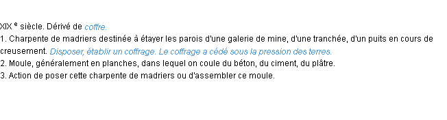 Définition coffrage ACAD 1986