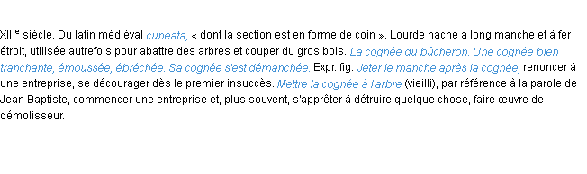 Définition cognée ACAD 1986