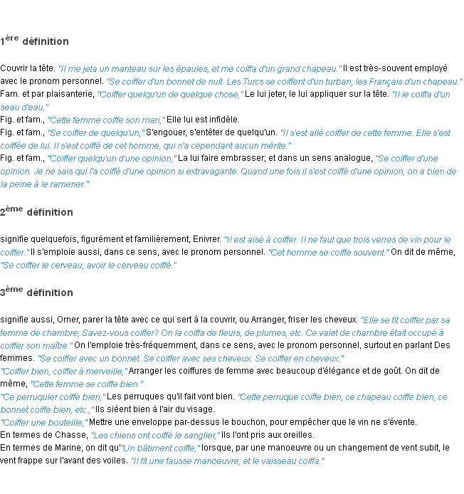 Définition coiffer ACAD 1835