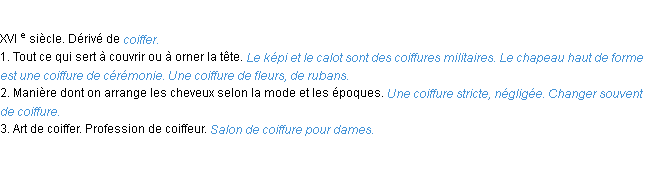 Définition coiffure ACAD 1986