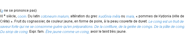 Définition coing ACAD 1986