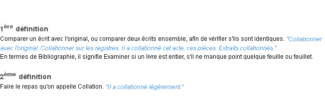 Définition collationner ACAD 1932