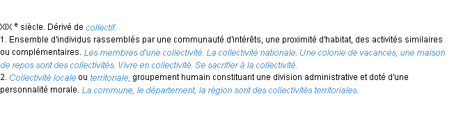 Définition collectivité ACAD 1986