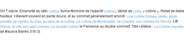 Définition colline ACAD 1986