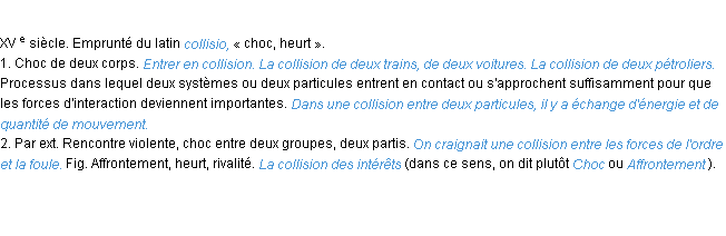 Définition collision ACAD 1986