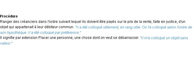 Définition colloquer ACAD 1932