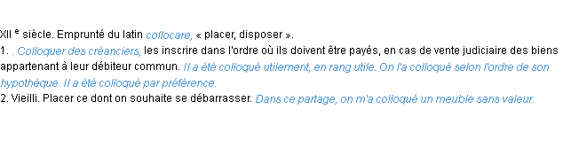 Définition colloquer ACAD 1986